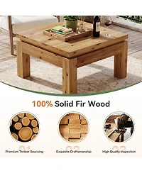 Tribesigns Farmhouse Coffee Table, 31.5" Solid Wood Square Coffee Table for Living Room, Apartment, Small Spaces