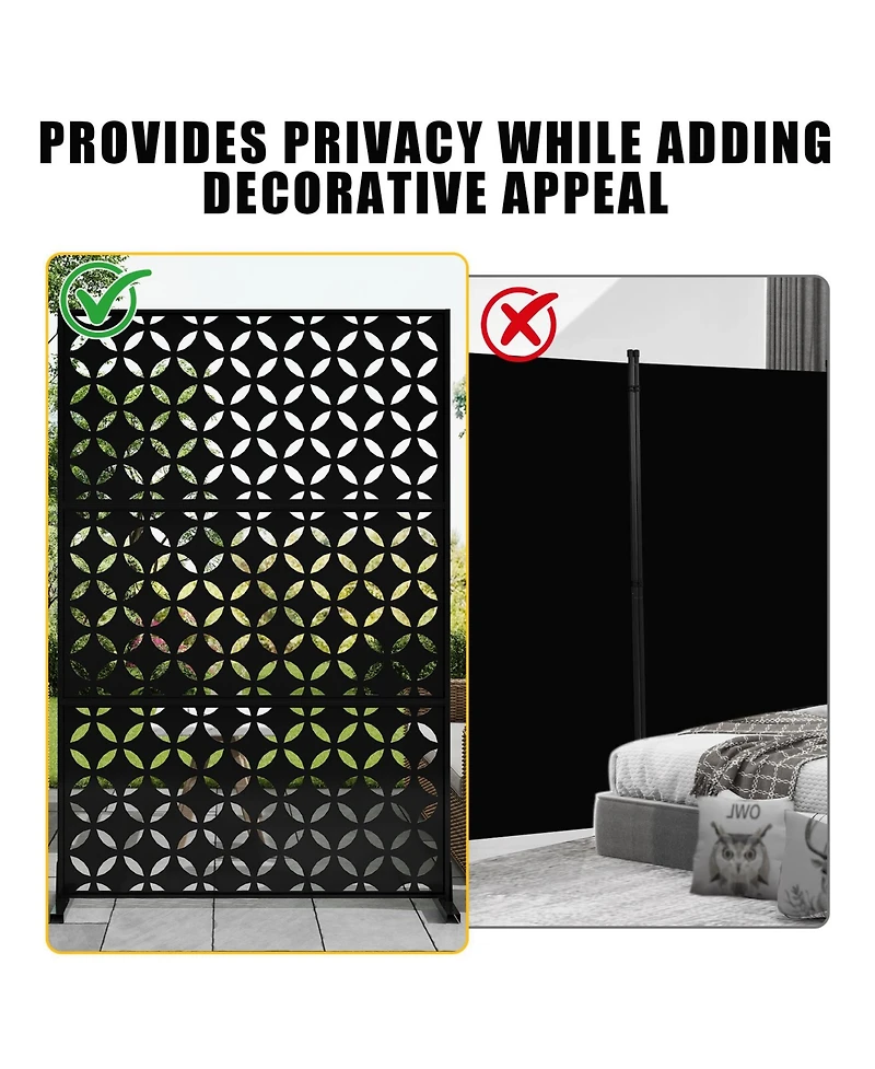 gaomon Freestanding Metal Privacy Screen Room Divider for Indoor Outdoor Patio Garden Balcony