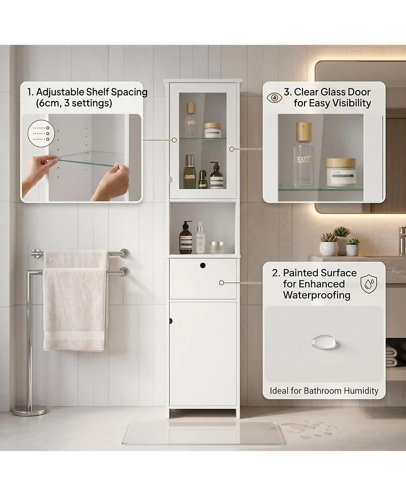 gaomon Tall Storage Cabinet, Water Resistance for Bathroom, Living Room, Entryway, Kitchen