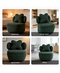 gaomon 360degree(s) Swivel Accent Chair with Storage,Comfy Armchair Teddy Velvet with Upholstered Cushion for Makeup Room, Bedroom, Apartment