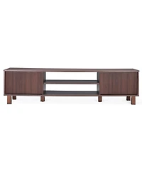 Rainsken Modern Fluted Tv Stand for Up to 70'' Tvs, with Storage and Open Shelves, TV Console with Adjustable Shelves, for Living Room Bedroom