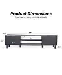 Rainsken Modern Fluted TV Stand for Up to 70'' Tvs, with Storage and Open Shelves, Console Adjustable Living Room Bedroom