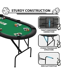 homfan 71" Collapsible Oval Poker Table for 8 Casino-Style Game Table with Padded Rails and Cup Holders, Folding Legs for Texas Holdem or Blackjack