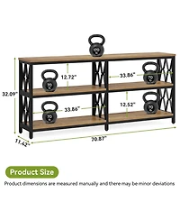 Tribesigns 70.9" Industrial Console Table with Storage Shelves, 3-Tier Entryway Sofa Table for Living Room or Hallway