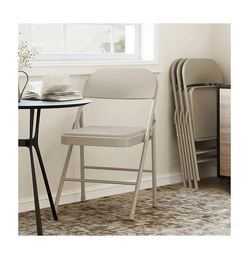 gaomon Metal Folding Chairs Set of 8 with Padded Cushion and Back, Durable Steel Frame, Indoor Outdoor Stackable Seat