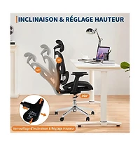 homfan Ergonomic High-Back Mesh Office Chair with 4D Armrests, Lumbar Support, Headrest, Seat Depth Adjustment, Tilt Lock