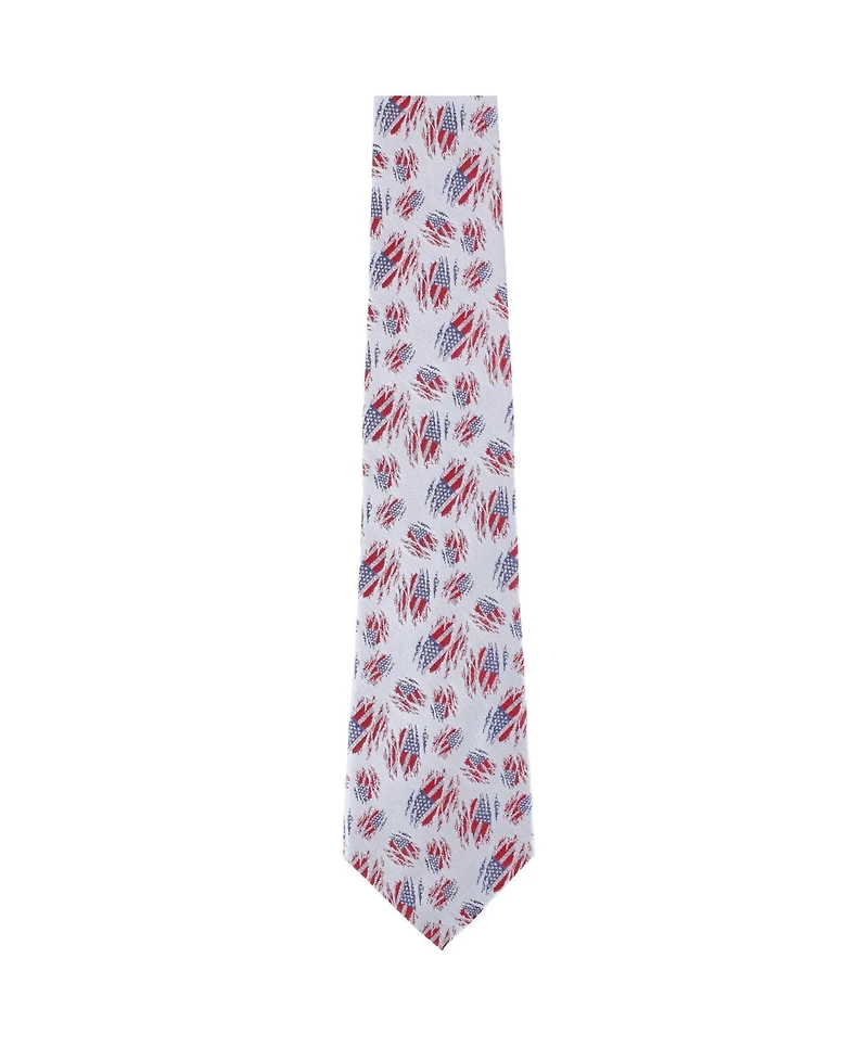 Trafalgar Men's Stars and Stripes Secret Silver Silk Novelty Necktie