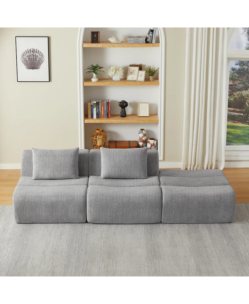 Sailvan Oversized 3 Seater Compressed Sofa with Chenille Fabric, No Assembly, Space-Saving