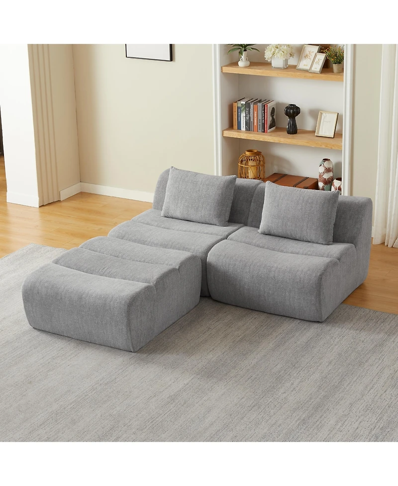 Sailvan Oversized 3 Seater Compressed Sofa with Chenille Fabric, No Assembly, Space-Saving