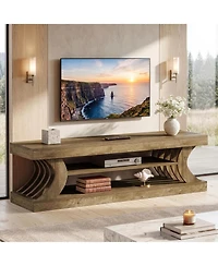 Tribesigns 63" Modern Tv Stand for 55/65/70 Inch TVs, 3-Tier Farmhouse Entertainment Center with Open Storage Shelves