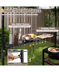 Sugift 8 x 5 Outdoor Grill Gazebo with 2 Shelves 6 Hanging Hooks and Metal Frame