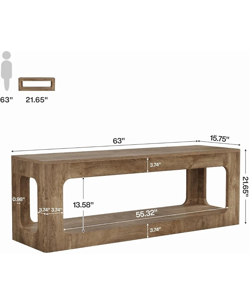 Tribesigns 63-Inch Tv Stand, Farmhouse Entertainment Center for 55/60/65/75-Inch TVs, Brown