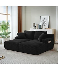 Sailvan Double Chaise Lounge with Cupholders, Compressible Modern Sleeper Loveseat, No Assembly
