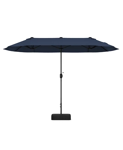Sugift 13 ft Double-Sided Twin Patio Market Umbrella with Crank Handle and Cross Base