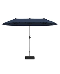 Sugift 13 ft Double-Sided Twin Patio Market Umbrella with Crank Handle and Cross Base