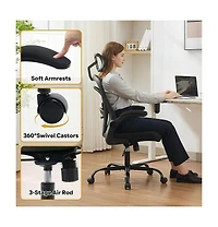 homfan Ergonomic Wide-Seat Office Chair with Flip Armrests, Lumbar Support, 350 lb
