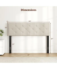 Slickblue Queen Upholstered Headboard with Tufted Linen Fabric