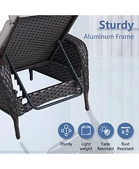 Pocassy Outdoor Wicker Reclining Lounge Chair, Pool Recliner with 5-Position Backrest, Adjustable Seating Chairs for Poolside
