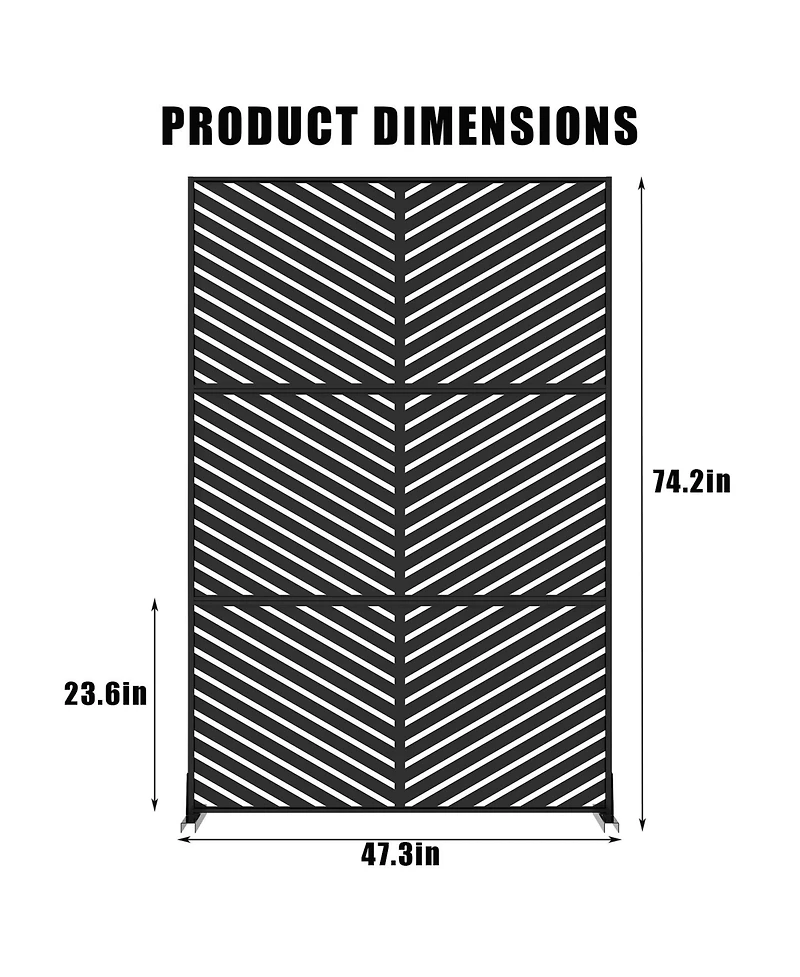 gaomon Freestanding Metal Privacy Screen Diagonal Pattern Room Divider for Indoor Outdoor Patio Garden Deck Balcony