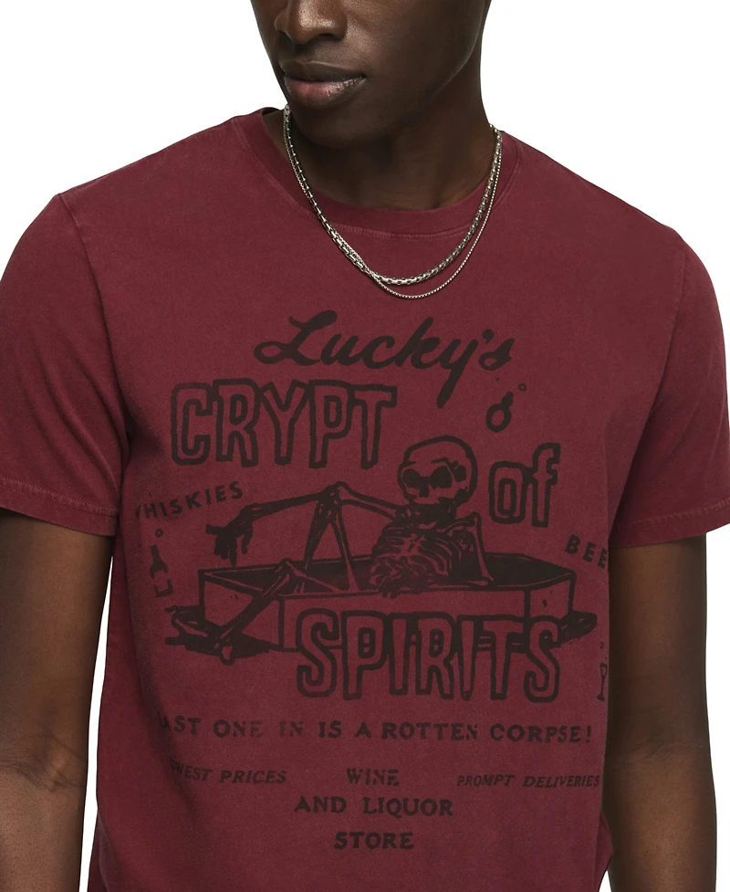 Lucky Brand Men's Coffin Skeleton Graphic T-Shirt