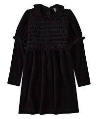 MeMoi Big Girls 8- 10 Cotton-Rich Velour Smocked Below-Knee Long Midi Dress