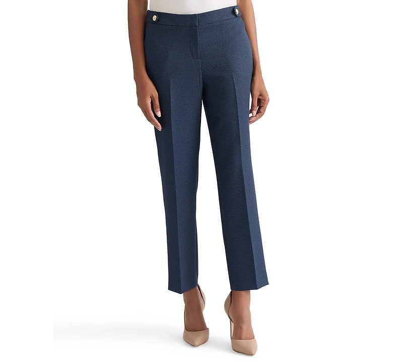 Kasper Women's Mini-Check-Print Mid-Rise Ankle Pants