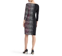 Kasper Women's Boat-Neck Side-Pleat 3/4-Sleeve Dress