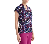 Kasper Women's Printed V-Neck Short-Sleeve Top