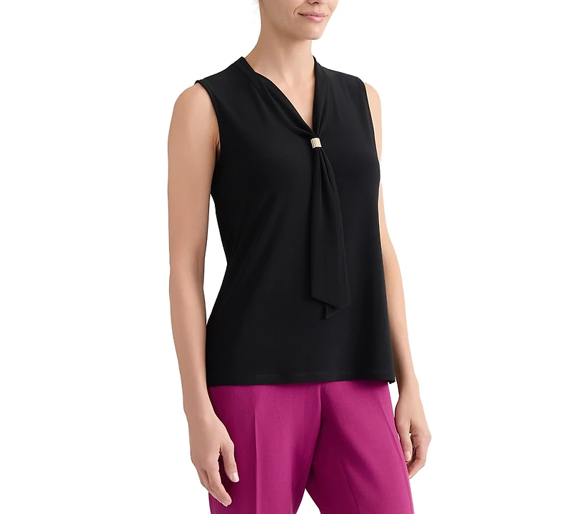 Kasper Women's Embellished-Tie-Neck Sleeveless Top