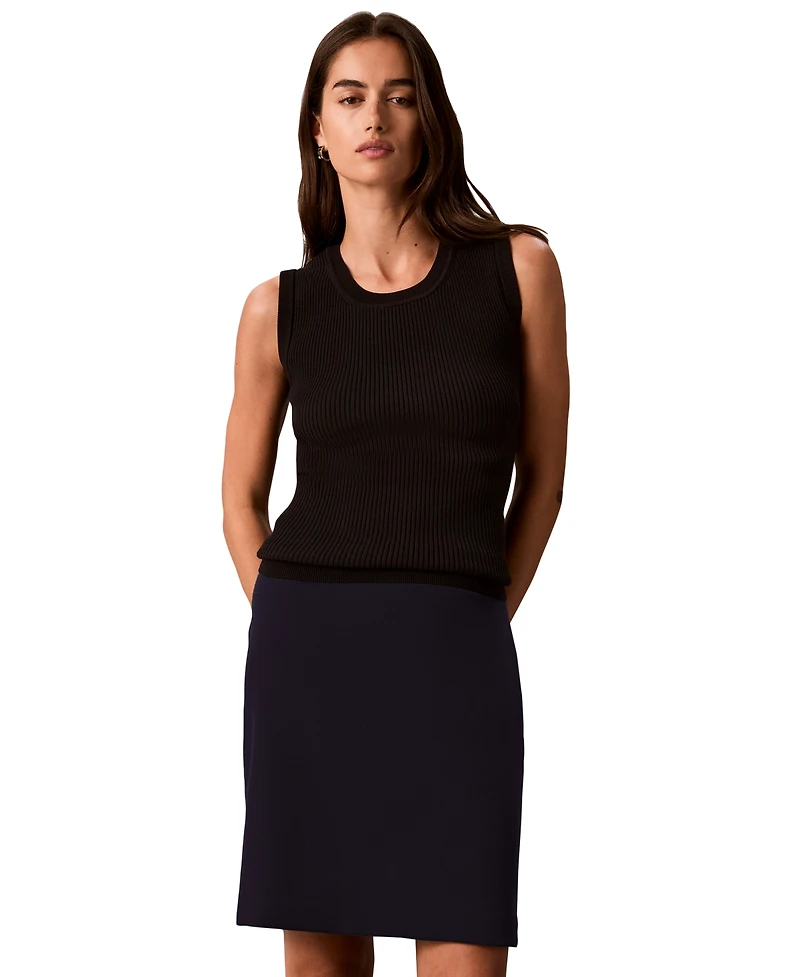 Calvin Klein Petite A-Line Twill Knee-Length Skirt