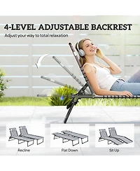 Aofar 2 Packs 4-position Folding Chaise Lounge Chair Set Outdoor Recliner