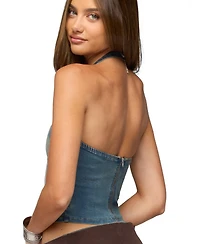 Edikted Women's Cecie Denim Halter Top