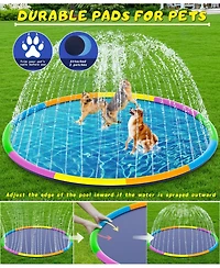 Aofar Splash Pad Sprinkler Play Mat Dogs Pool Outdoor Fountain Pets