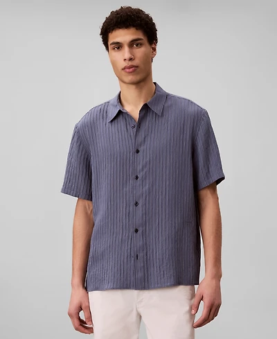 Calvin Klein Men's Yarn-Dyed Stripe Classic-Fit Shirt