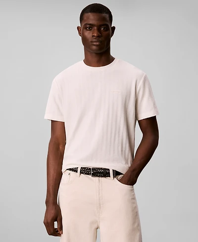 Calvin Klein Men's Vertical Stripe Textured Crewneck T-Shirt