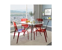 LeisureMod Murray 4-Pieces Modern Plastic Dining Chair with Transparent Design Fully Assembled
