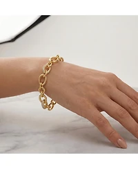 Rachel Glauber 14k Gold Plated with Cubic Zirconia Tubular Cable Link Love Knot Bracelet
