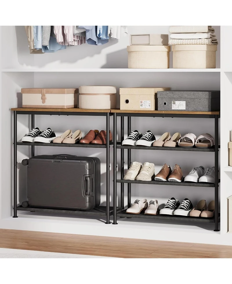 gaomon 4-Tier Slim Shoe Rack, Adjustable Metal Frame Shoe Storage Organizer with Non-Woven Shelves for Entryway Bedroom
