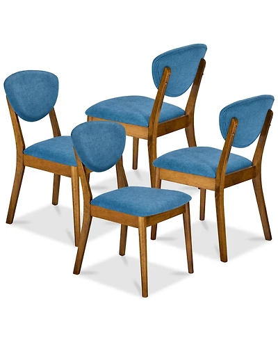 Best Choice Products Set of 4 Wooden Dining Chairs, Wood Modern Farmhouse Upholstered Chairs