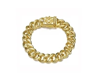 Rachel Glauber Men's Unique 14K Gold Plated Ornate Curb Link Chain Bracelet