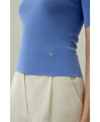 Lilysilk Women's Seamless Silk-Cotton Slim-Fit Knit Top