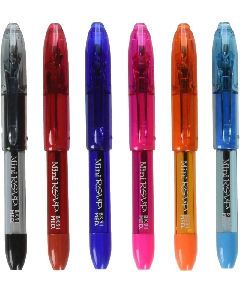 Pentel Rsvp Mini Ballpoint Pen, (1.0mm) Medium Line, 24-Assorted Ink (A/B/C/D/F/P/S/V) in Clear cylinder pack