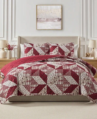 Seventh Studio Cardinal Patchwork Quilted 2-Piece Quilt Set, Twin