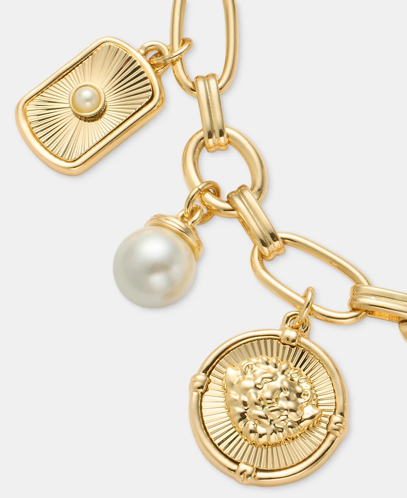 Anne Klein Crystal & Imitation Pearl Motif Charm Bracelet