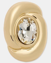 Anne Klein Crystal Twisted Oval Clip-On Button Earrings