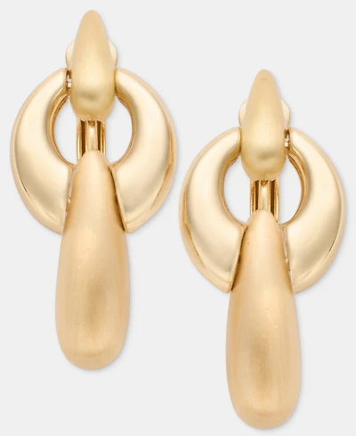 Anne Klein Puffy Linked Clip-On Linear Drop Earrings
