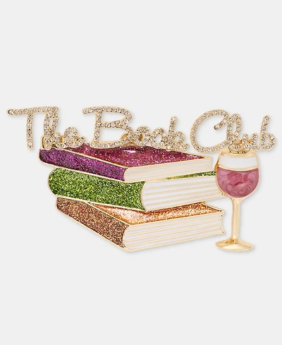 Anne Klein Pave & Glitter Book Club Pin