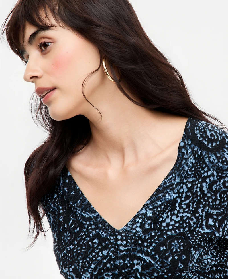 I.n.c. International Concepts Women's Print Double V-Neck Dolman Sweater, Macy's Exclusive