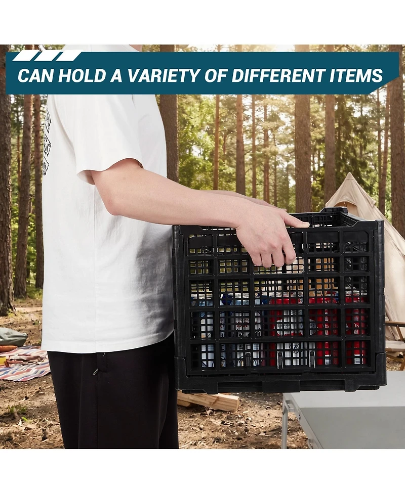 Gaomon 2PCS Stackable Collapsible Heavy Duty Plastic Storage Organizer Crate for Outdoor Office, Home, School, Camping