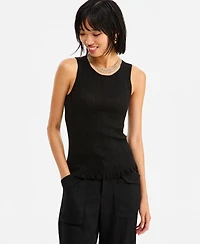 I.n.c. International Concepts Women's Sleeveless Crewneck Ribbed Cotton-Blend Sweater Tank, Macy's Exclusive